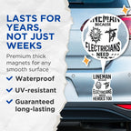 (2 Pack) Lineman Magnets - Electrician Heroes - Power Pole Work - Skull Lightning Design - 5 Inches On Longest Side - Thick Durable Magnet - Made in USA - MAG20815