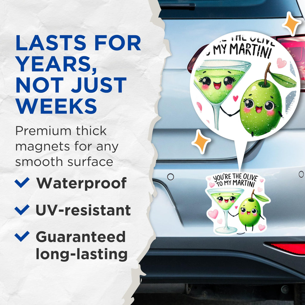 (2 Pack) You're The Olive to My Martini Magnets - Cute Relationship Magnets - Fun Kitchen Decor Magnets - 5" On Longest Side - for Cars, Refrigerators, Toolboxes, Lockers - Made in USA MAG3540