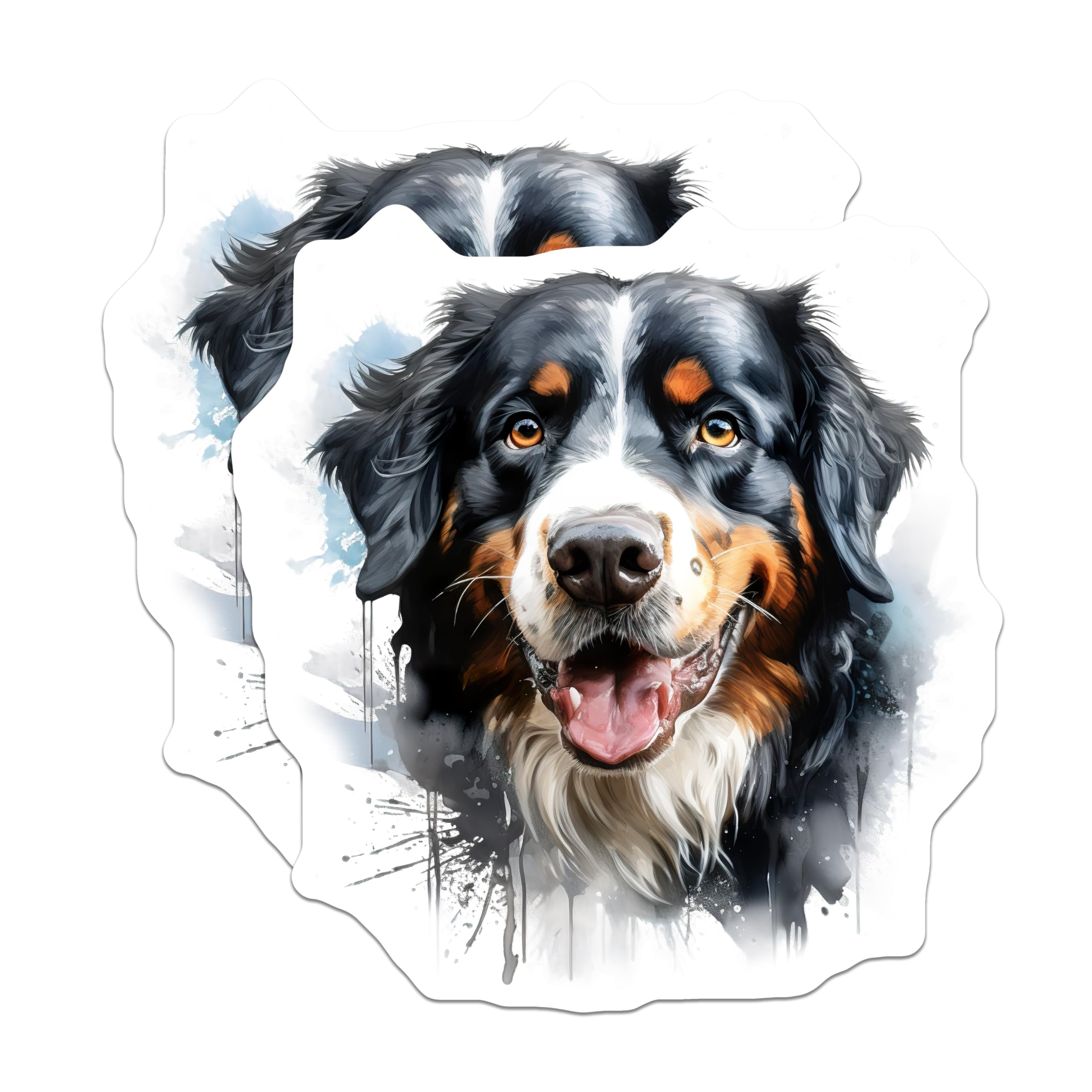 (2 Pack) Bernese Mountain Dog Magnets - Watercolor Dog Art - Pet Lover Home Decor - 5 Inches On Longest Side - Thick Durable Magnet - Made in USA - MAG29492