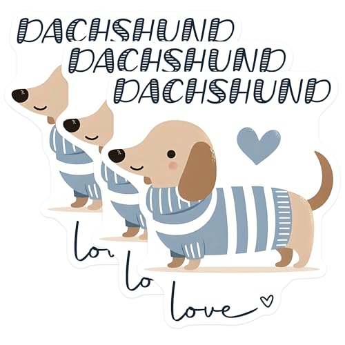 (3 Pack) Dachshund Decals - Weiner Dog Stickers - Cute Puppy Laptop Decal - 3 Inches On Longest Side - Easy Peel & Apply - Made in USA - 3MCS6061