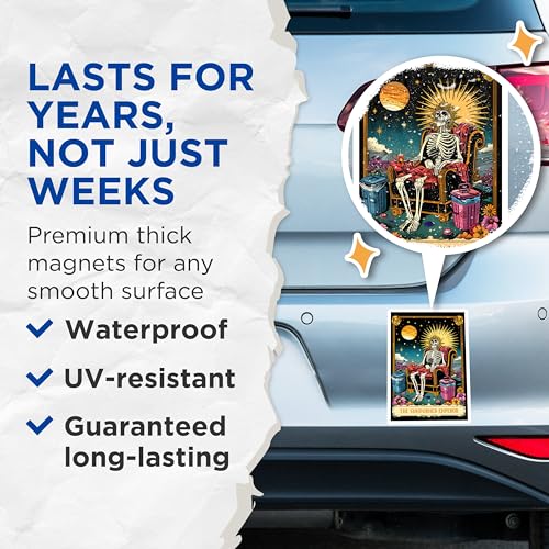 (2 Pack) Unique Skeleton Decor Magnet - 5" On Longest Side - Sticks to Smooth Flat Surfaces - Made in USA - MAG10027
