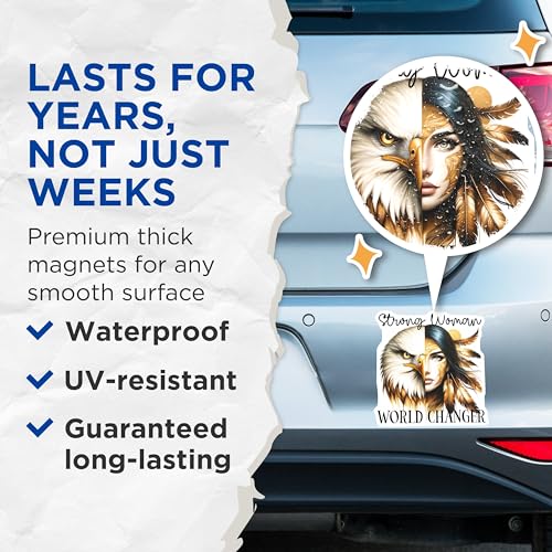 (2 Pack) Strong Woman Magnets Magnets - Inspirational Design - Motivational Magnet - 5" On Longest Side - Made in USA - Sticks to Refrigerators & Metal Surfaces - MAG9243