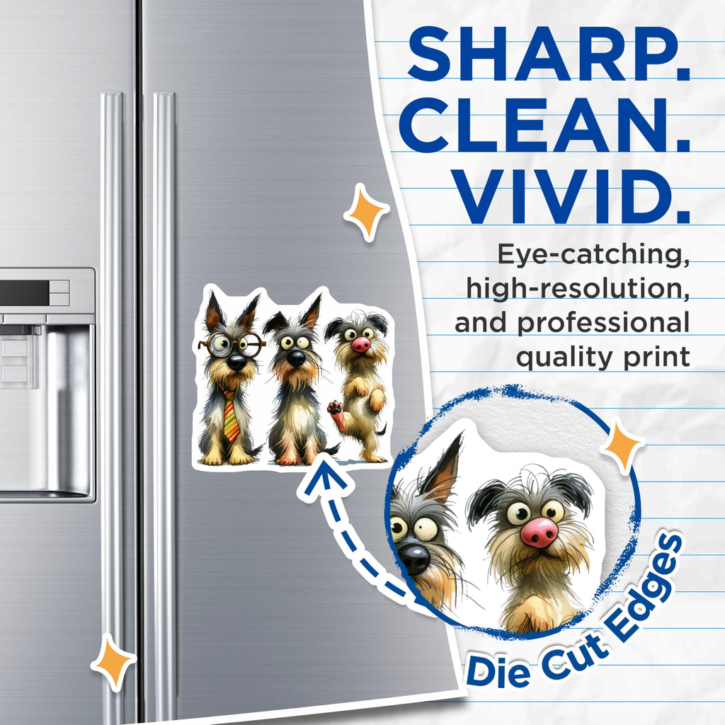(2 Pack) Funny Dog Magnets - Quirky Pet Art - Dog Lover Kitchen Decor - Humorous Animal Magnet Set - 5 Inches On Longest Side - Thick Durable Magnet - Made in USA - MAG26754
