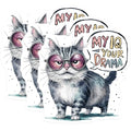 (3 Pack) Cat with Glasses Decals - Funny Kitten Decals - Sarcastic Cat Sticker - 3 Inches On Longest Side - Easy Peel & Apply - Made in USA - 3MCS7321