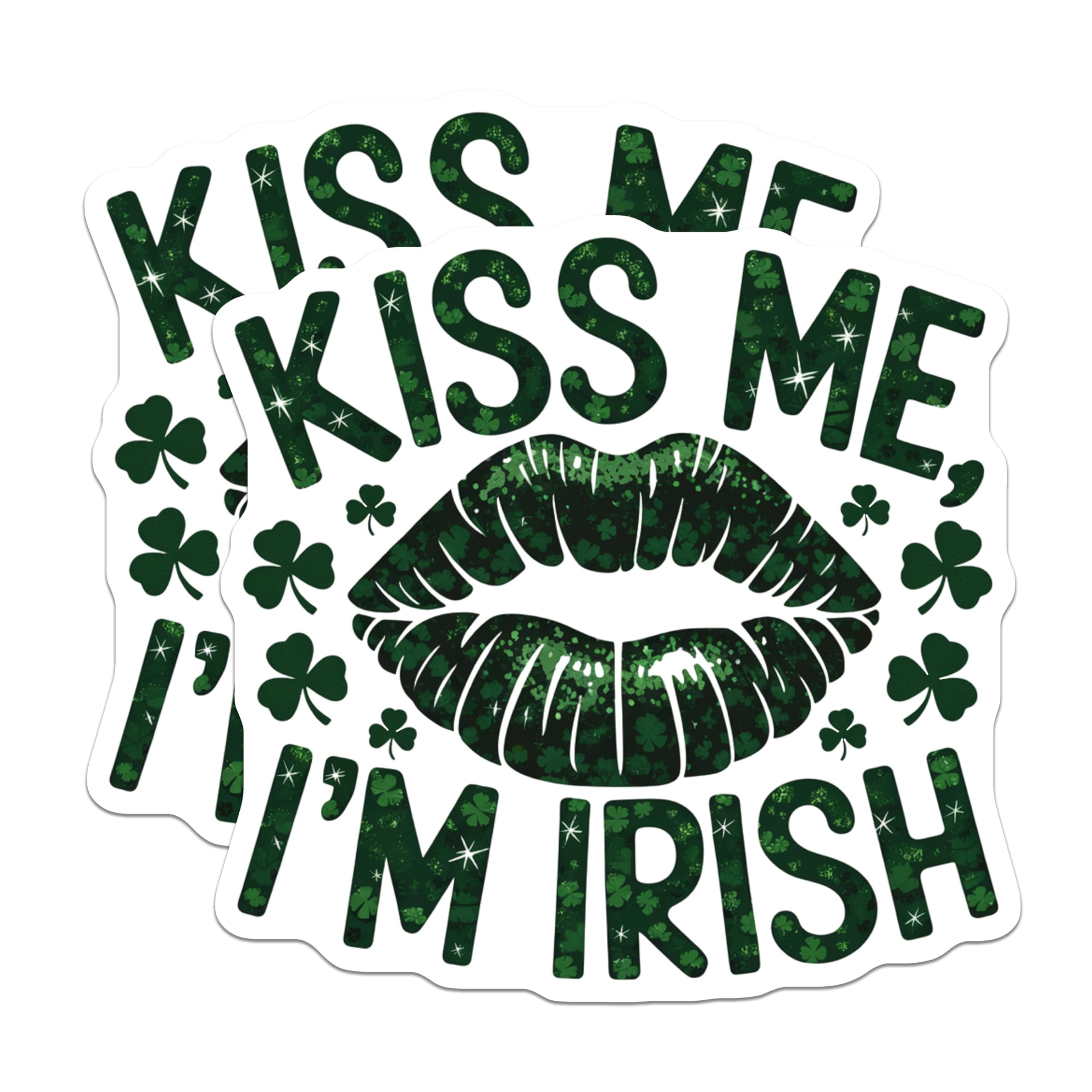 (2 Pack) Kiss Me I'm Irish Stickers - St Patrick's Day Party Decor - Funny Irish Celebration Decals - 5" On Longest Side - Sticks to Smooth Flat Surfaces - Made in USA - BMCS6855