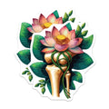 (2 Pack) Lotus Bone Magnets - Anatomical Floral Art - Spiritual Skeleton Decor - 5 Inches On Longest Side - Thick Durable Magnet - Made in USA - MAG19967