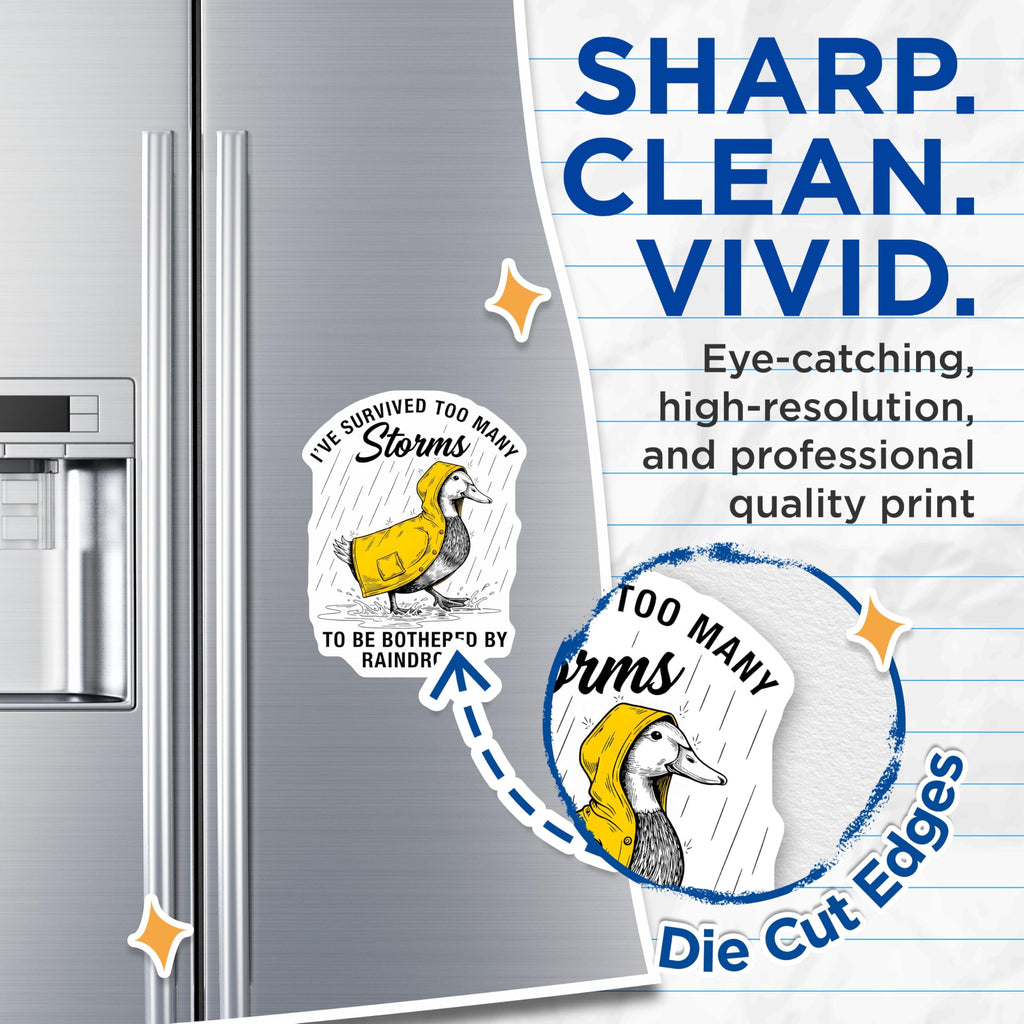(2 Pack) Duck Magnets - Storm Survivor - Raindrop Magnet Set - 5" On Longest Side - Premium Magnet - for Cars, Refrigerators, Toolboxes, Lockers - Made in USA - MAG15199