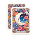 (2 Pack) The Moon Tarot Card Magnets - Mystical Celestial Floral Fridge Decor - Spiritual Intuition Artwork Magnets for Home - 5 Inches On Longest Side - Thick Durable Magnet - Made in USA - MAG21967