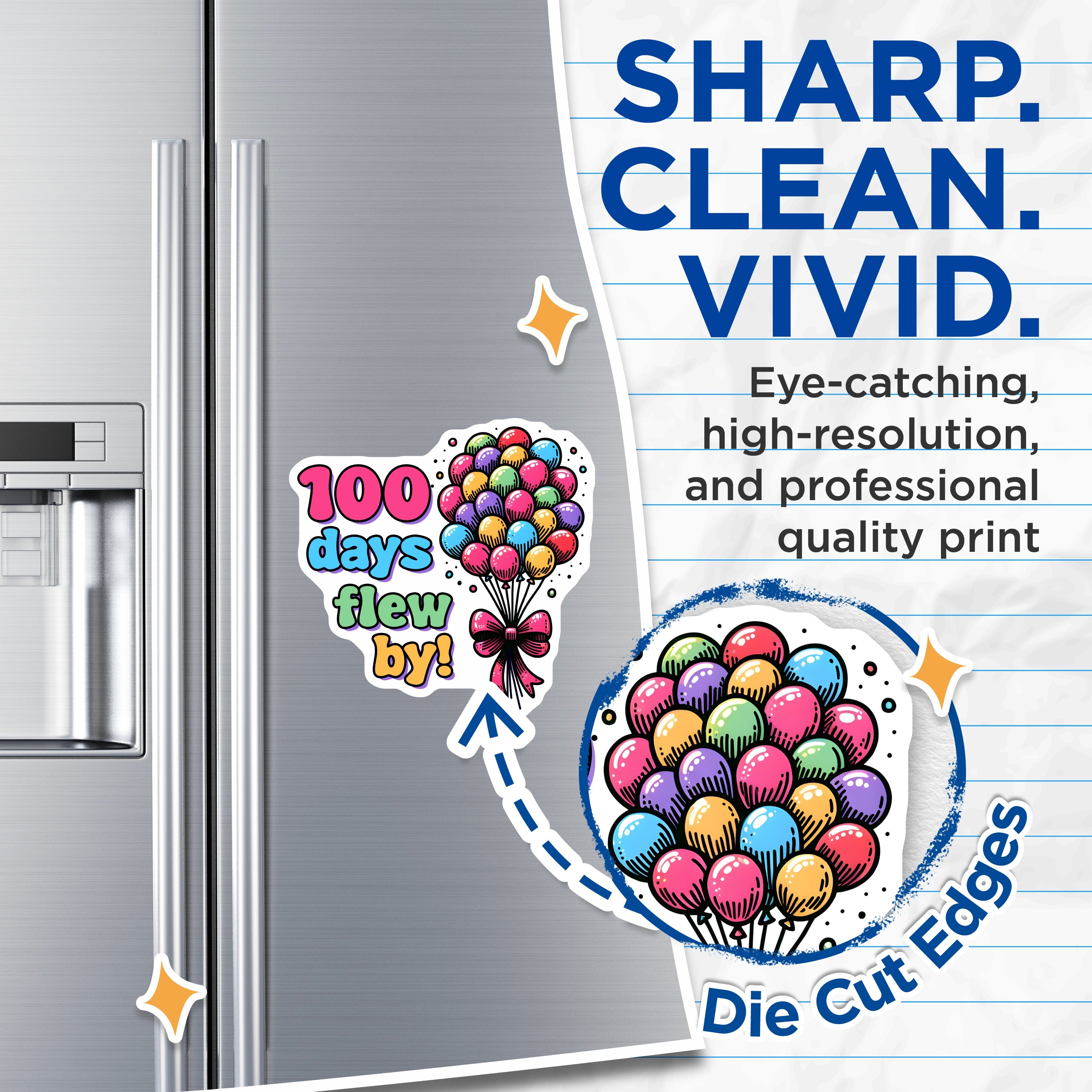 (2 Pack) 100 Days Flew By Magnets - 100th Day School Teacher Appreciation - Student Milestone Recognition - 5 Inches On Longest Side - Thick Durable Magnet - Made in USA - MAG38725