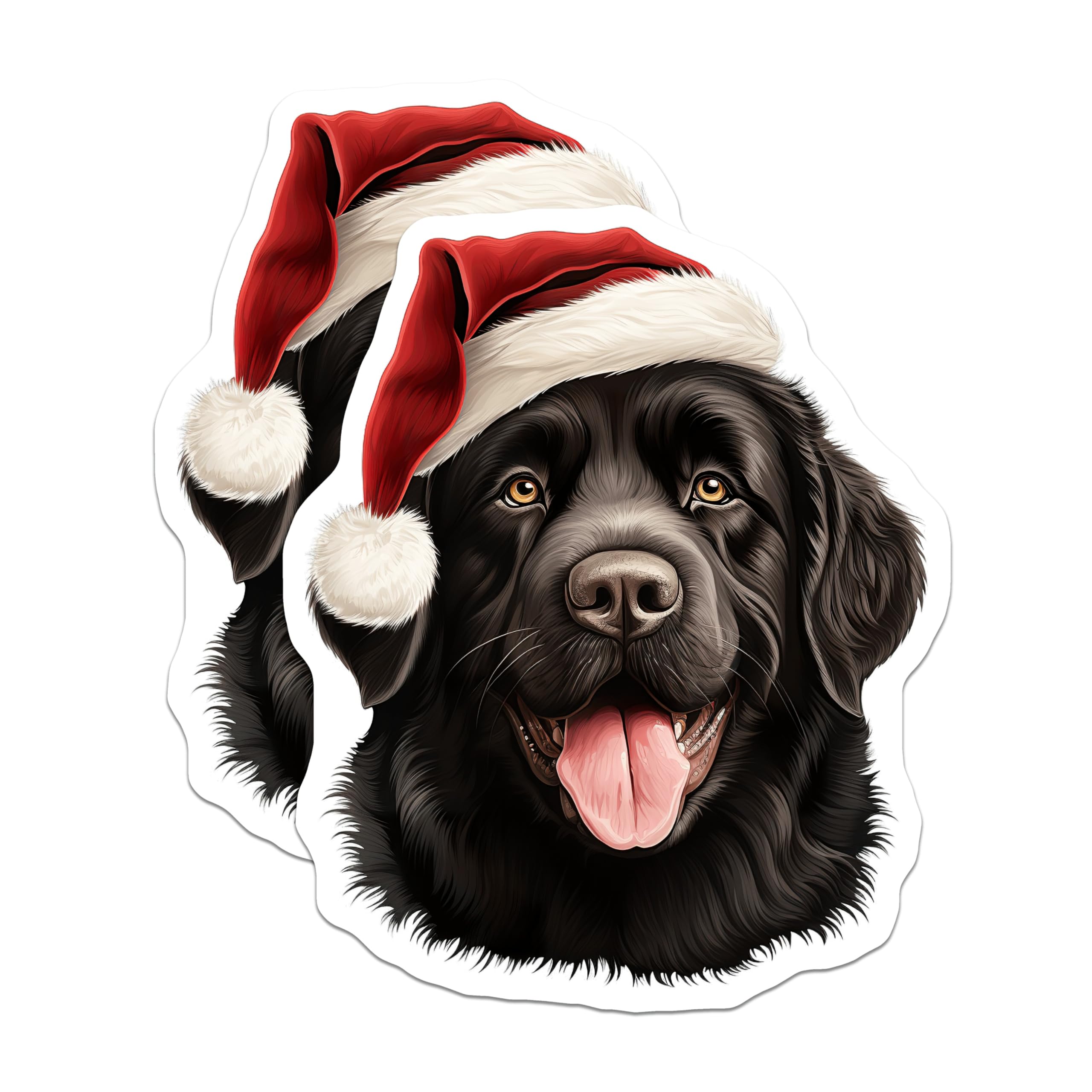 (2 Pack) Newfoundland Dog Magnets - Christmas Santa Hat - Holiday Pet Decor - 5 Inches On Longest Side - Thick Durable Magnet - Made in USA - MAG24410