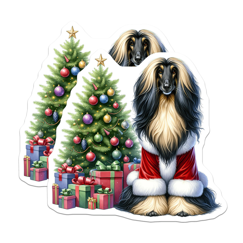 (2 Pack) Afghan Hound Christmas Magnets - Santa Dog Fridge Decor - Holiday Pet Home Accent - 5 Inches On Longest Side - Thick Durable Magnet - Made in USA - MAG25771