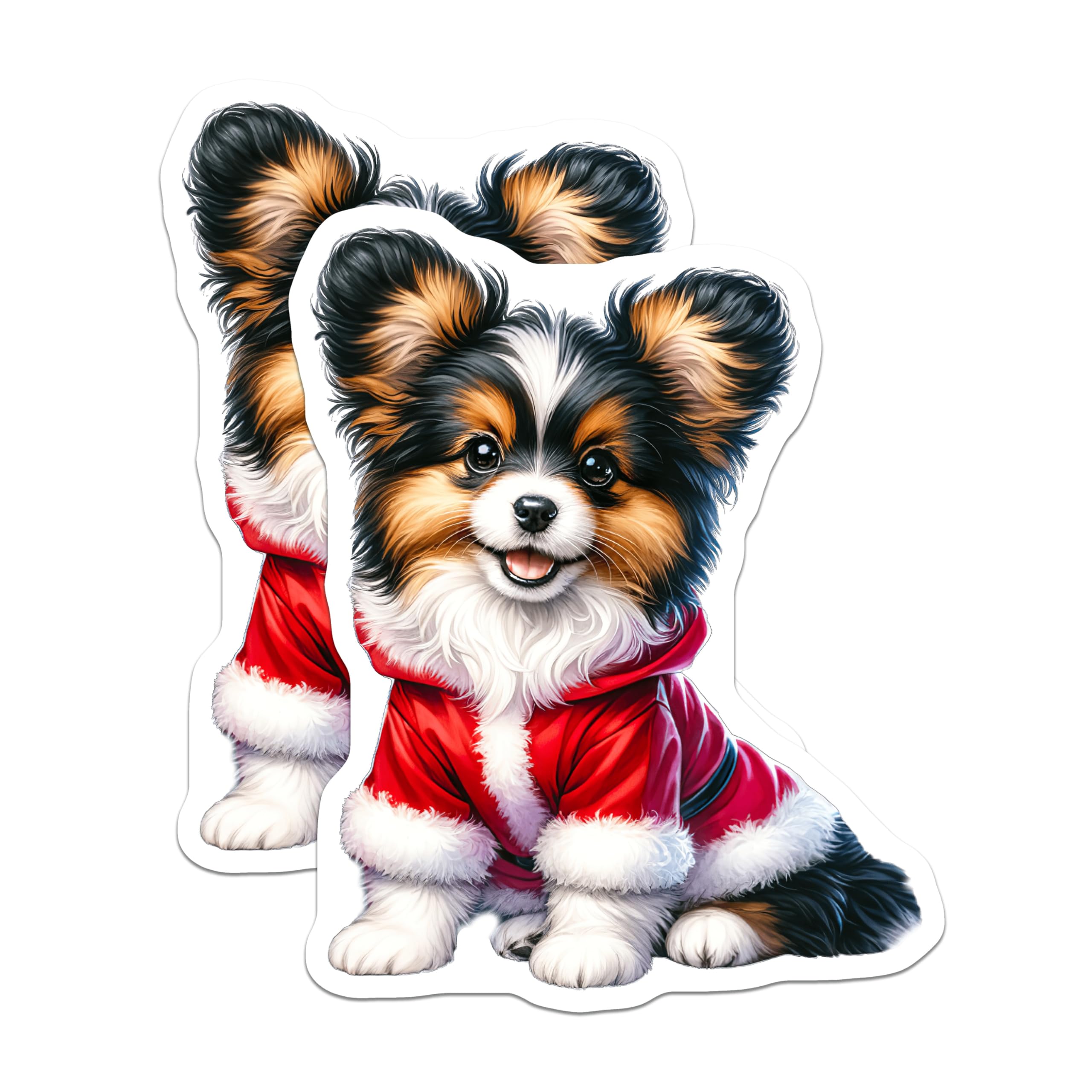 (2 Pack) Christmas Dog Magnets - Santa Puppy Holiday Decor - Festive Pet Lover Accents - Canine Kitchen Accessories - 5 Inches On Longest Side - Thick Durable Magnet - Made in USA - MAG27107