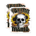 (2 Pack) Tattoo Mama Stickers - Skull and Sunflowers - Bold Tattoo Design - 5" On Longest Side - Sticks to Smooth Flat Surfaces - Made in USA - BMCS5687