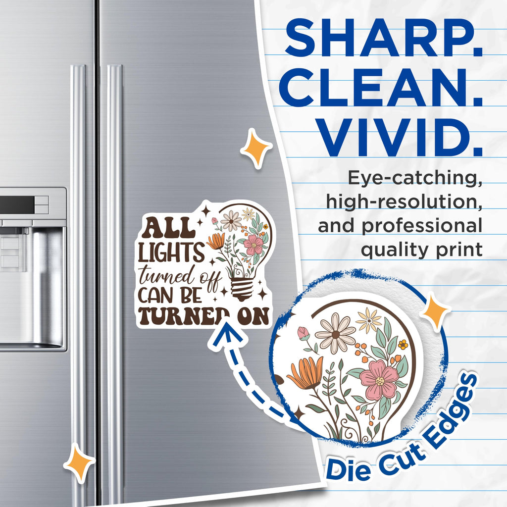 (2 Pack) Floral Lightbulb Magnets - Inspirational Quote - Refrigerator Decor - 5" On Longest Side - Premium Magnet - for Cars, Refrigerators, Toolboxes, Lockers - Made in USA - MAG18104