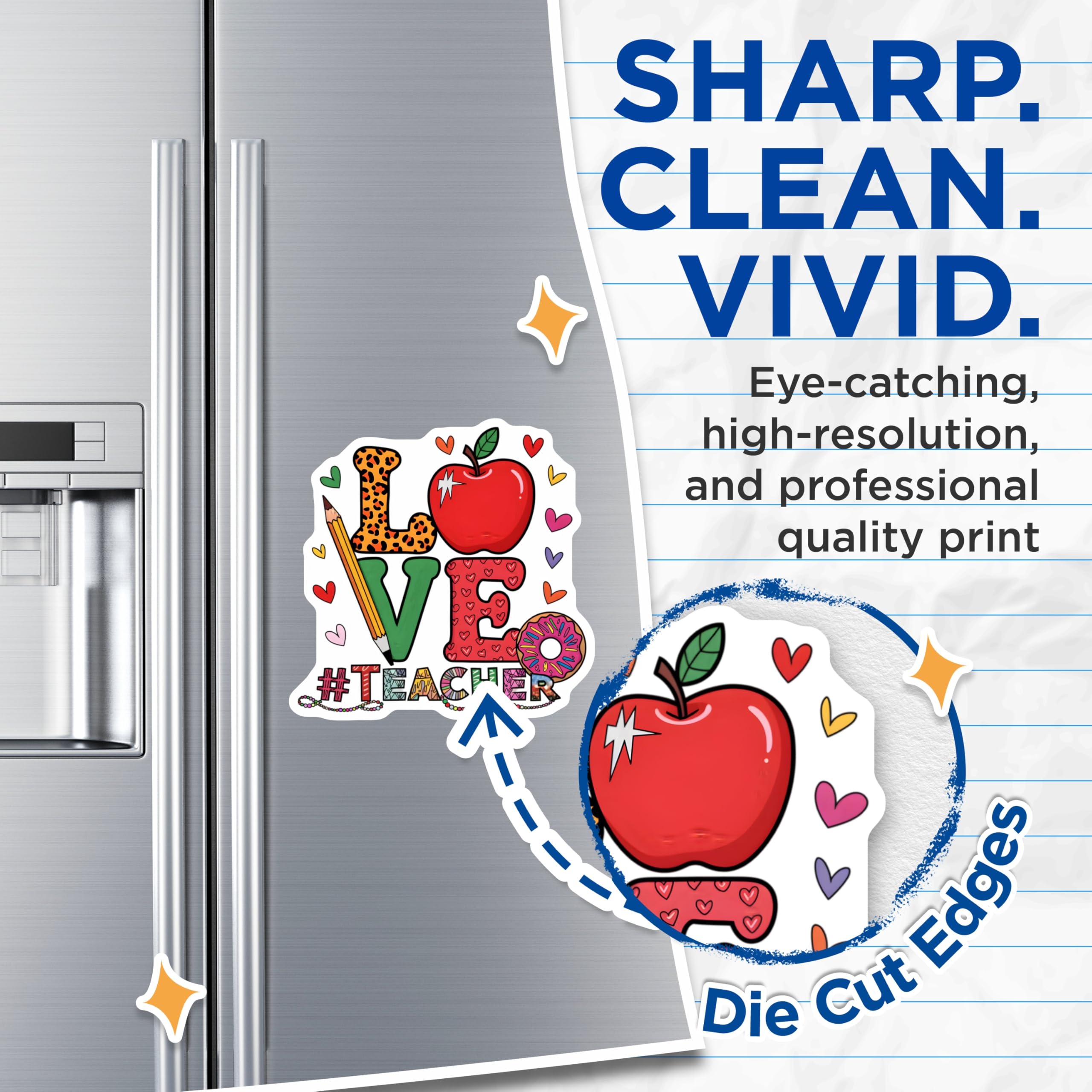 (2 Pack) Teacher Love Magnets - Educator Appreciation - Back to School Gift Magnets - 5" On Longest Side - Premium Magnet - for Cars, Refrigerators, Toolboxes, Lockers - Made in USA - MAG15954