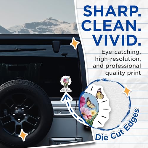 (2 Pack) Live Life in Full Bloom Stickers - 5" On Longest Side - Sticks to Smooth Flat Surfaces - Made in USA - BMCS8945 - BMCS8945