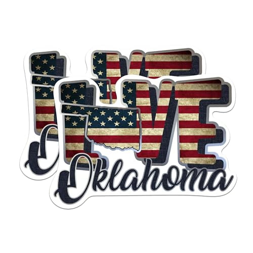 (2 Pack) Oklahoma Love State Magnets - OK State USA Flag - Choose from 50 States - 5" On Longest Side - Premium Magnet - for Cars, Refrigerators, Toolboxes, Lockers - Made in USA - MAG1442