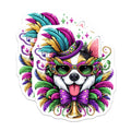 (2 Pack) Mardi Gras Dog Magnets - Festive Corgi Decor - Party Favors - 5" On Longest Side - Premium Magnet - for Cars, Refrigerators, Toolboxes, Lockers - Made in USA - MAG15107