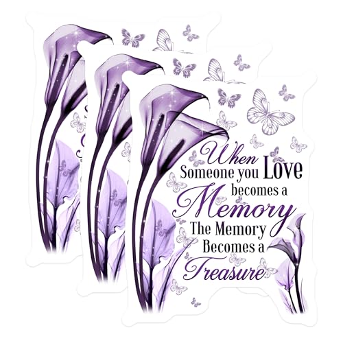 (3 Pack) Remembrance Decals - Lily Butterfly Decal - Memorial Decal - 3 Inches On Longest Side - Easy Peel & Apply - Made in USA - 3MCS4894