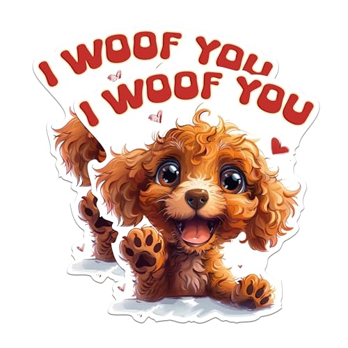 (2 Packs) I Woof You Poodle Magnets - Poodle Dog Breed Magnets - 5 Inches On Longest Side - Premium Magnet - for Fridges, Toolboxes, Cars - Made in USA - MAG2529