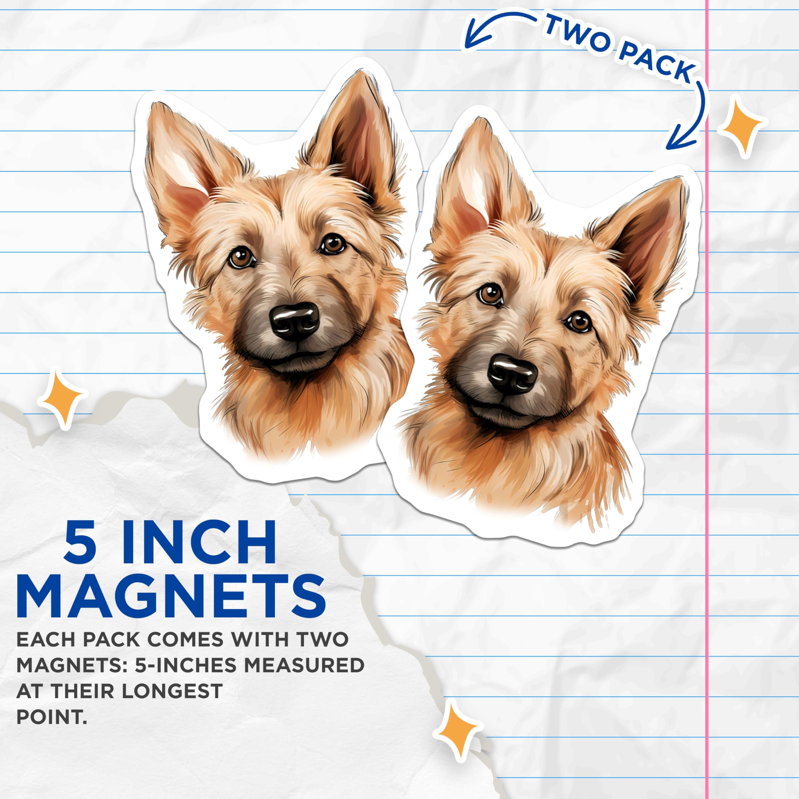 (2 Pack) Adorable Puppy Magnets - Dog Lover Decor - Pet Fridge Art Puppy Lover Gift - 5 Inches On Longest Side - Thick Durable Magnet - Made in USA - MAG28341