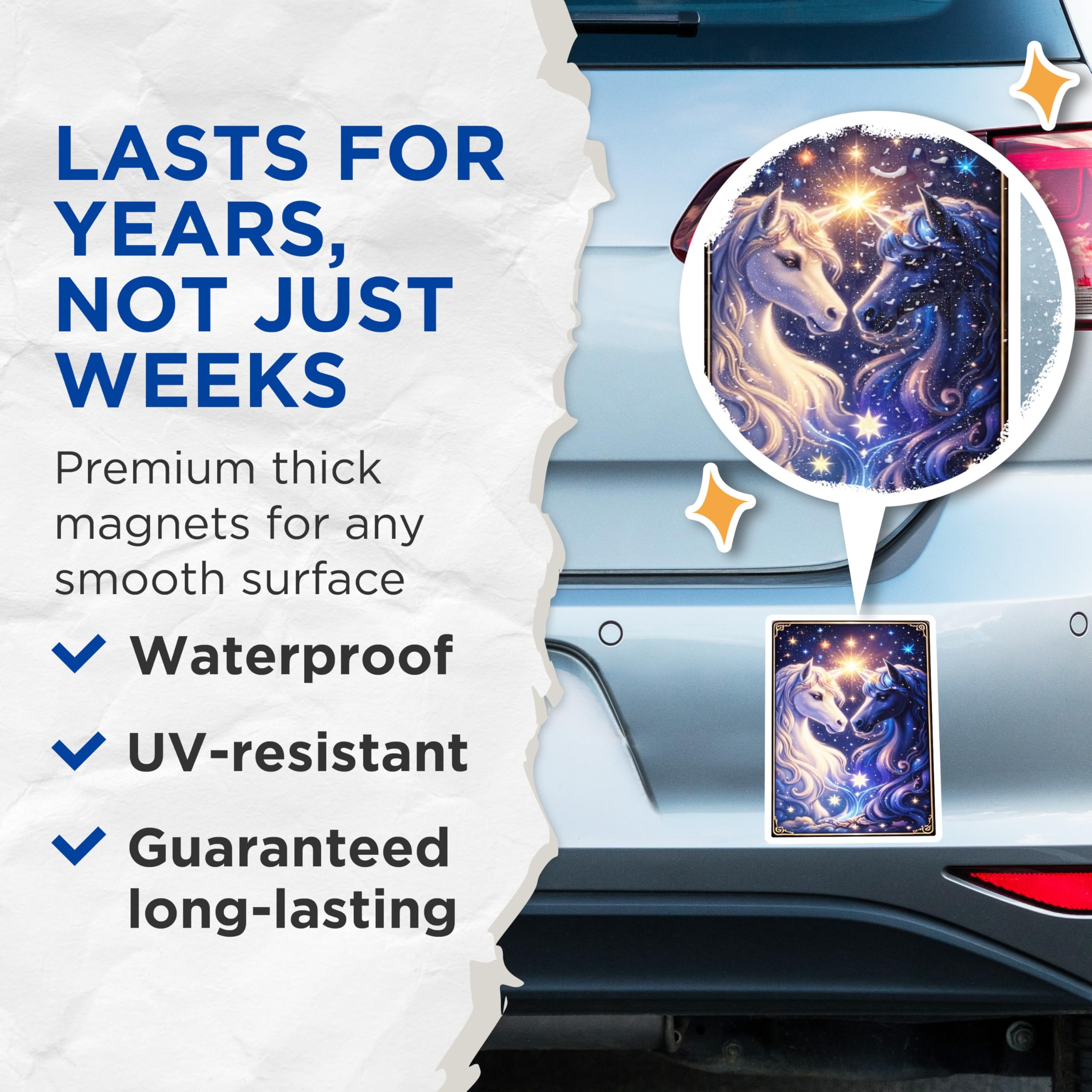 (2 Pack) Unicorn Magnets - Celestial Decor - Fantasy Art Fridge Magnets - 5" On Longest Side - Premium Magnet - for Cars, Refrigerators, Toolboxes, Lockers - Made in USA - MAG16028