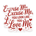 (2 Pack) Excuse Me You Look Love Me Magnets - Flirty Quote Magnet - Romantic Love Message Decor - Couple's Valentine Item - 5 Inches On Longest Side - Thick Durable Magnet - Made in USA - MAG22228