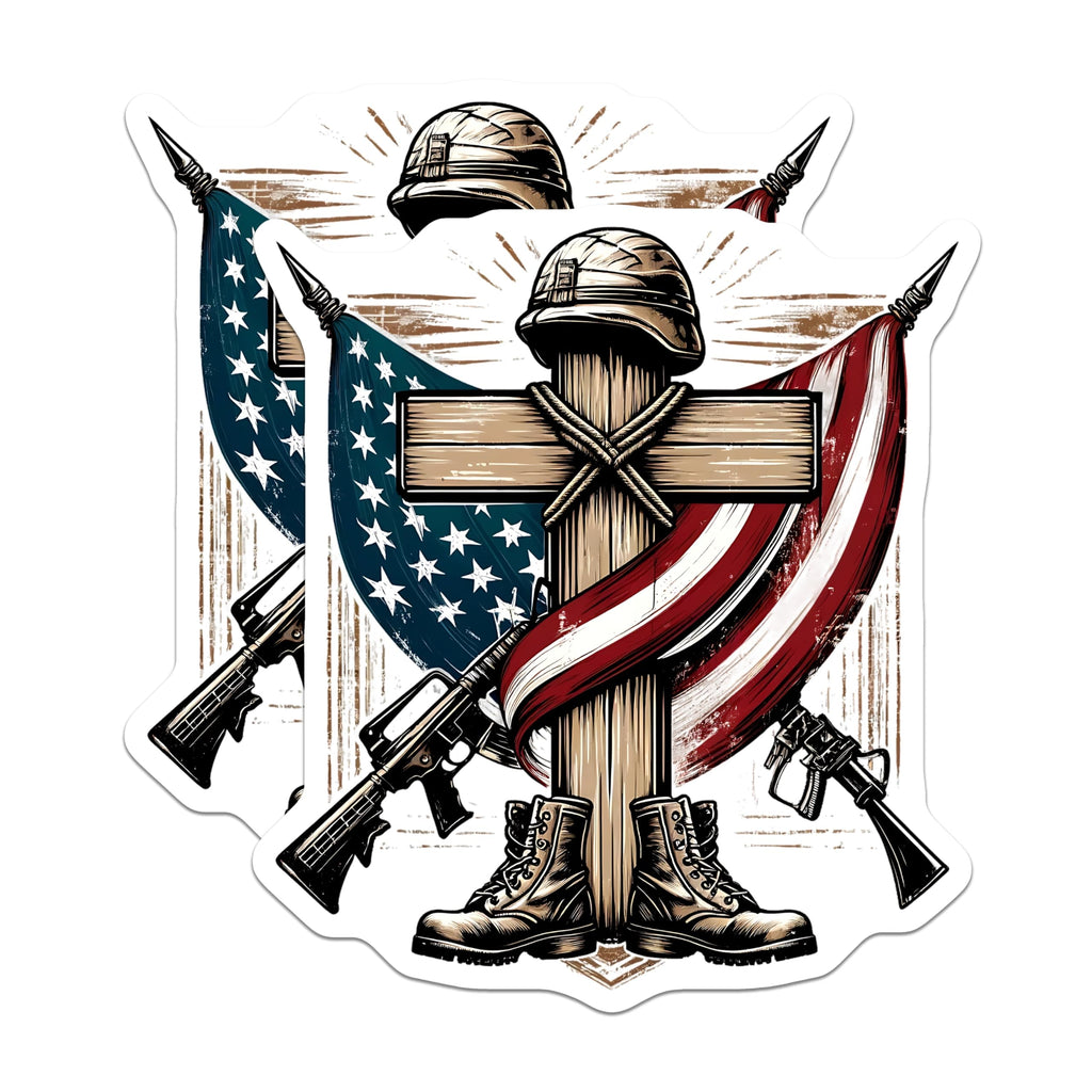 (2 Pack) Military Memorial Magnets - American Flag - Fallen Soldier Tribute - 5" On Longest Side - Premium Magnet - for Cars, Refrigerators, Toolboxes, Lockers - Made in USA - MAG15021