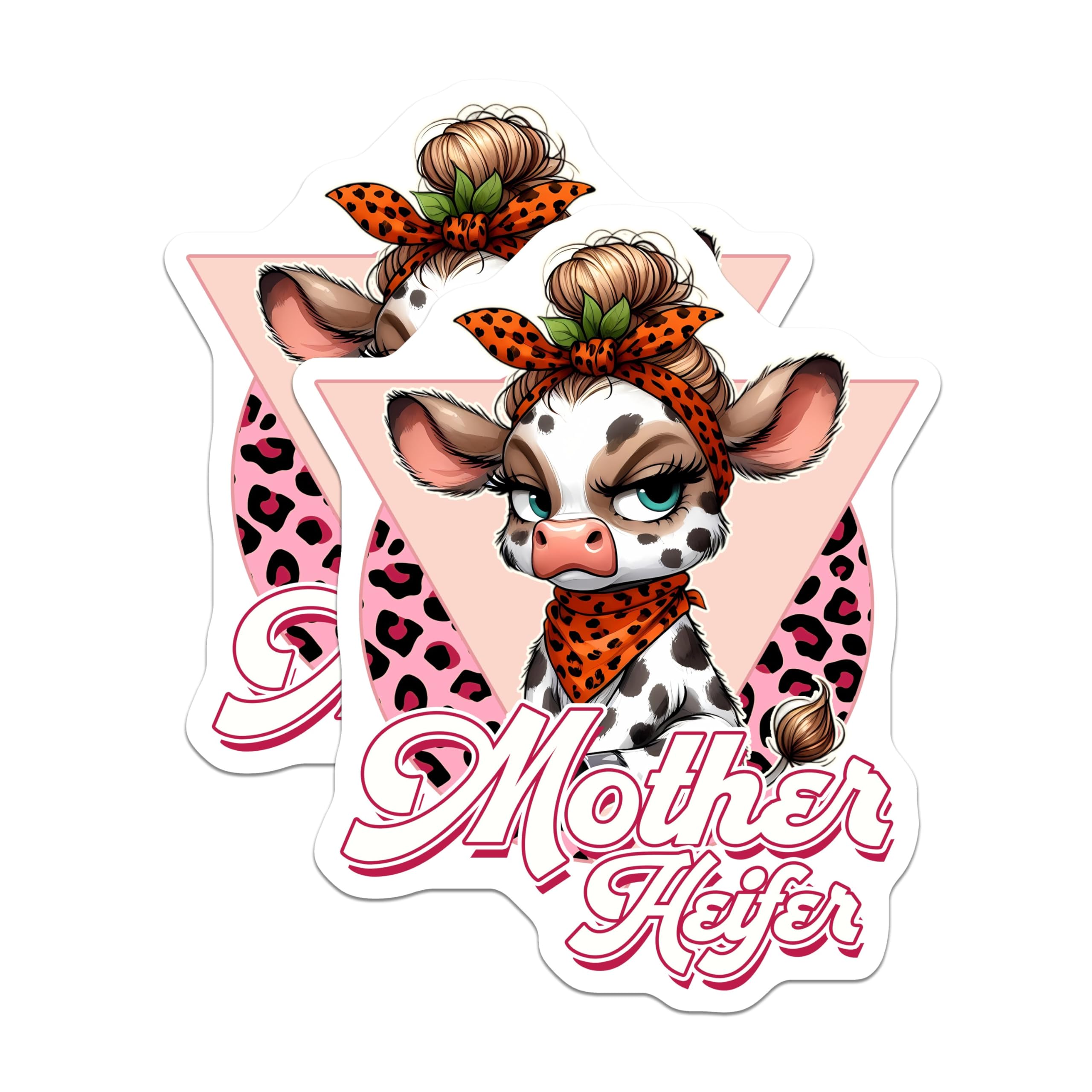 (2 Pack) Mother Heifer Stickers - Funny Cow Stickers - Farm Animal Stickers - 5" On Longest Side - Sticks to Smooth Flat Surfaces - Made in USA - BMCS3775