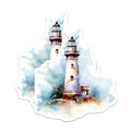 (2 Pack) Lighthouse Magnets - Watercolor Coastal Scene - Ocean Nautical Decor - Beach House Aesthetic - 5 Inches On Longest Side - Thick Durable Magnet - Made in USA - MAG20034