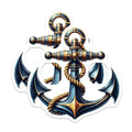 (2 Pack) Nautical Anchor Stickers - Ocean Marine Decor - Graphic Sea Art - 5" On Longest Side - Sticks to Smooth Flat Surfaces - Made in USA - BMCS6442