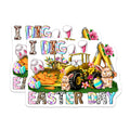 (2 Pack) I Dig Easter Day Backhoe Bunny - Cute Easter Egg Carrot Spring Decor - Construction Theme Refrigerator Magnets - 5 Inches On Longest Side - Thick Durable Magnet - Made in USA - MAG23575