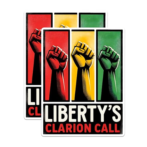 (2 Pack) Liberty's Clarion Call Stickers - Freedom Fist - Political Protest - Activism and Advocacy - 5" On Longest Side - Sticks to Any Smooth Flat Surface - Made in USA - BMCS2657