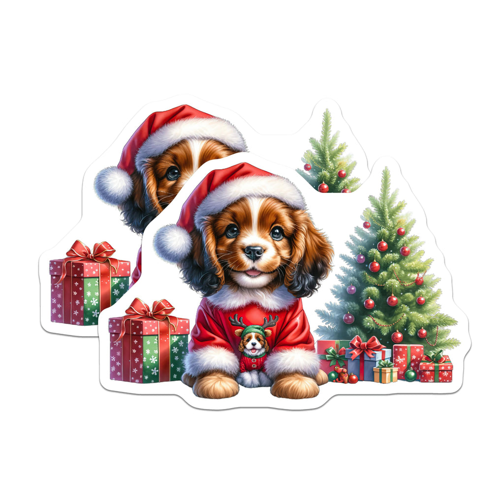 (2 Pack) Cavalier King Charles Spaniel Magnets - Christmas Puppy Decor - Festive Dog Lover Item - 5 Inches On Longest Side - Thick Durable Magnet - Made in USA - MAG24845