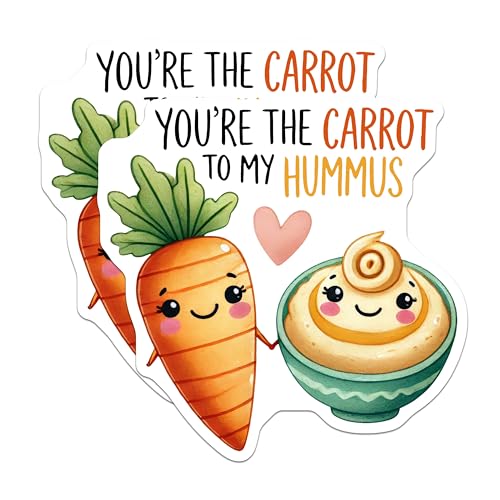 (2 Pack) Carrot to My Hummus Magnets - Cute Kitchen Magnets - Funny Food Magnets - 5" On Longest Side - for Cars, Refrigerators, Toolboxes, Lockers - Made in USA BMCS3376