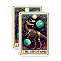 (2 Pack) Dinosaur Skeleton Magnets - Mystical Tarot Art - Cosmic Dino Decor - 5 Inches On Longest Side - Thick Durable Magnet - Made in USA - MAG21906
