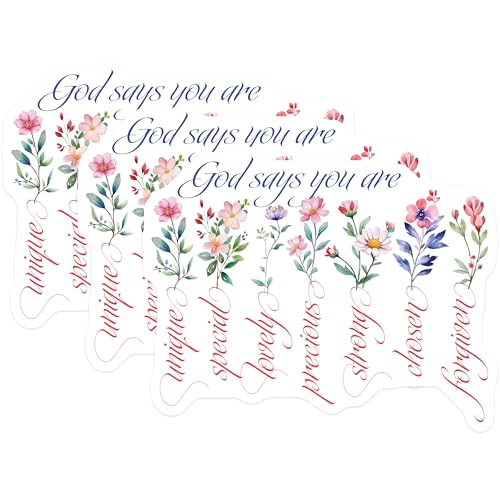 (3 Pack) God Says You are Decals - Floral Decals - Positive Affirmation - 3 Inches On Longest Side - Easy Peel & Apply - Made in USA - 3MCS7344