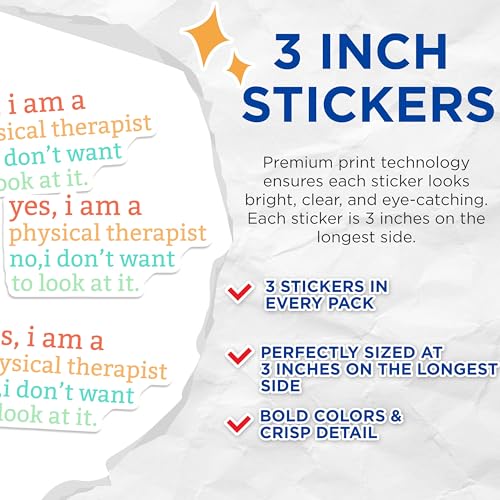 (3 Pack) Physical Therapist Decals - Funny Therapist Saying - Laptop Decals - 3 Inches On Longest Side - Easy Peel & Apply - Made in USA - 3MCS4338