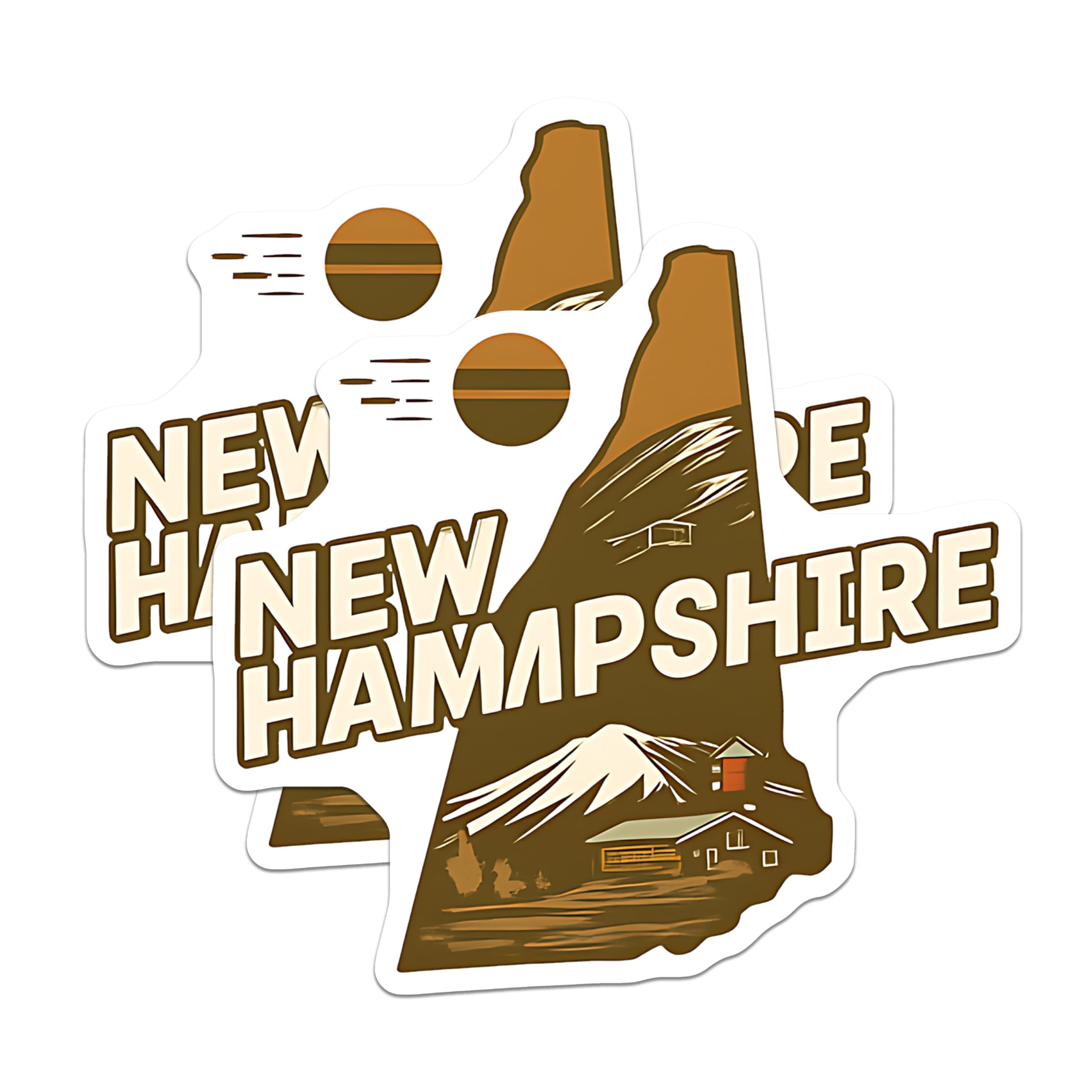 (2 Pack) New Hampshire Magnets - NH State Outline Art - White Mountain Scenic - Lodge Cabin Decor - US State Souvenir - 5 Inches On Longest Side - Thick Durable Magnet - Made in USA - MAG20661