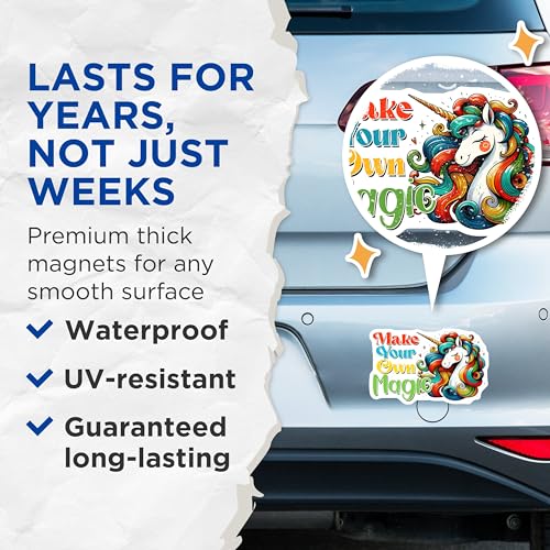(2 Pack) Inspirational Unicorn Magnets - Motivational Fridge Decor - 5" On Longest Side - for Cars, Fridges, Toolboxes - Made in USA - MAG8057
