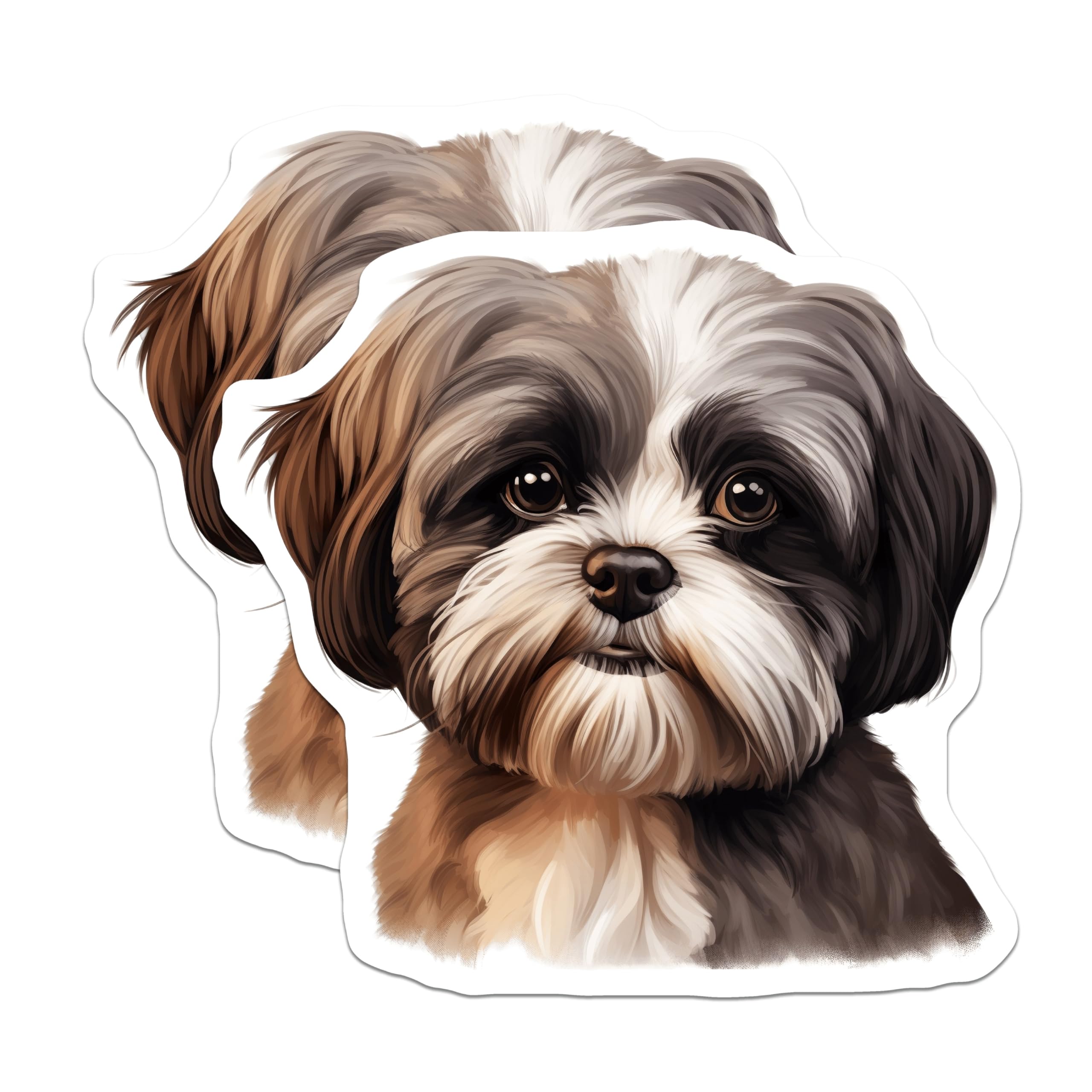 (2 Pack) Shih Tzu Dog Magnets - Cute Puppy Pet Decor - Animal Lover Refrigerator Locker Magnets - Home Kitchen Office Art - 5 Inches On Longest Side - Thick Durable Magnet - Made in USA - MAG24621