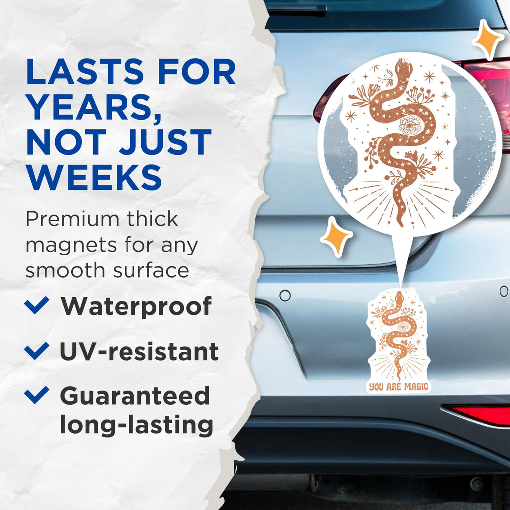 (2 Pack) Snake You are Magic Magnets - Inspirational Snake - Bohemian Snake Lover Gift - 5" On Longest Side - Premium Magnet - for Cars, Refrigerators, Toolboxes, Lockers - Made in USA - MAG17343