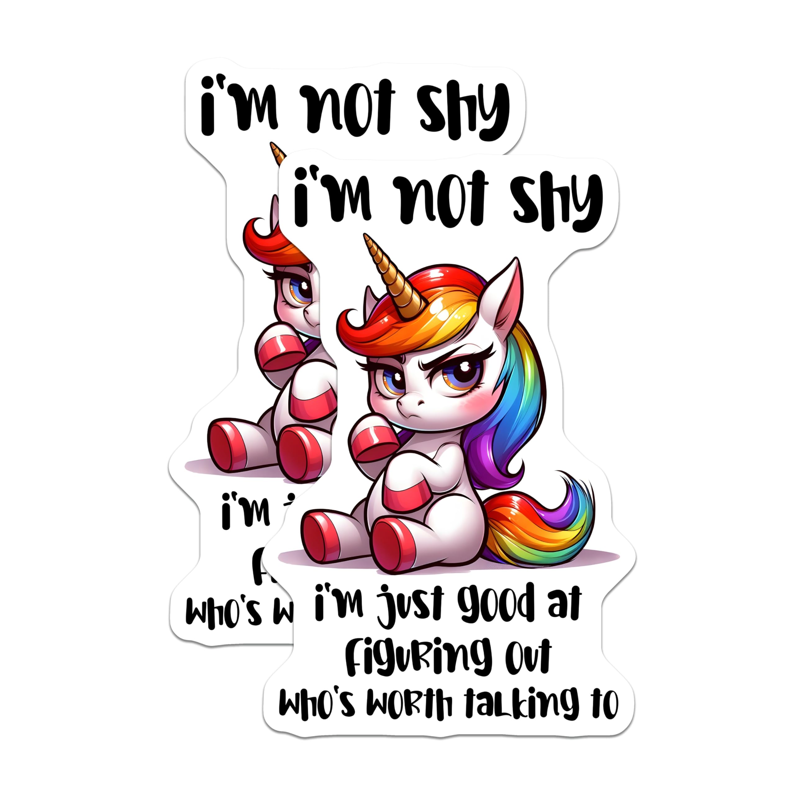 (2 Pack) Sassy Unicorn Magnets - Introvert Attitude - Funny Quote Magnets for Fridge - 5" On Longest Side - Premium Magnet - for Cars, Refrigerators, Toolboxes, Lockers - Made in USA - MAG16468