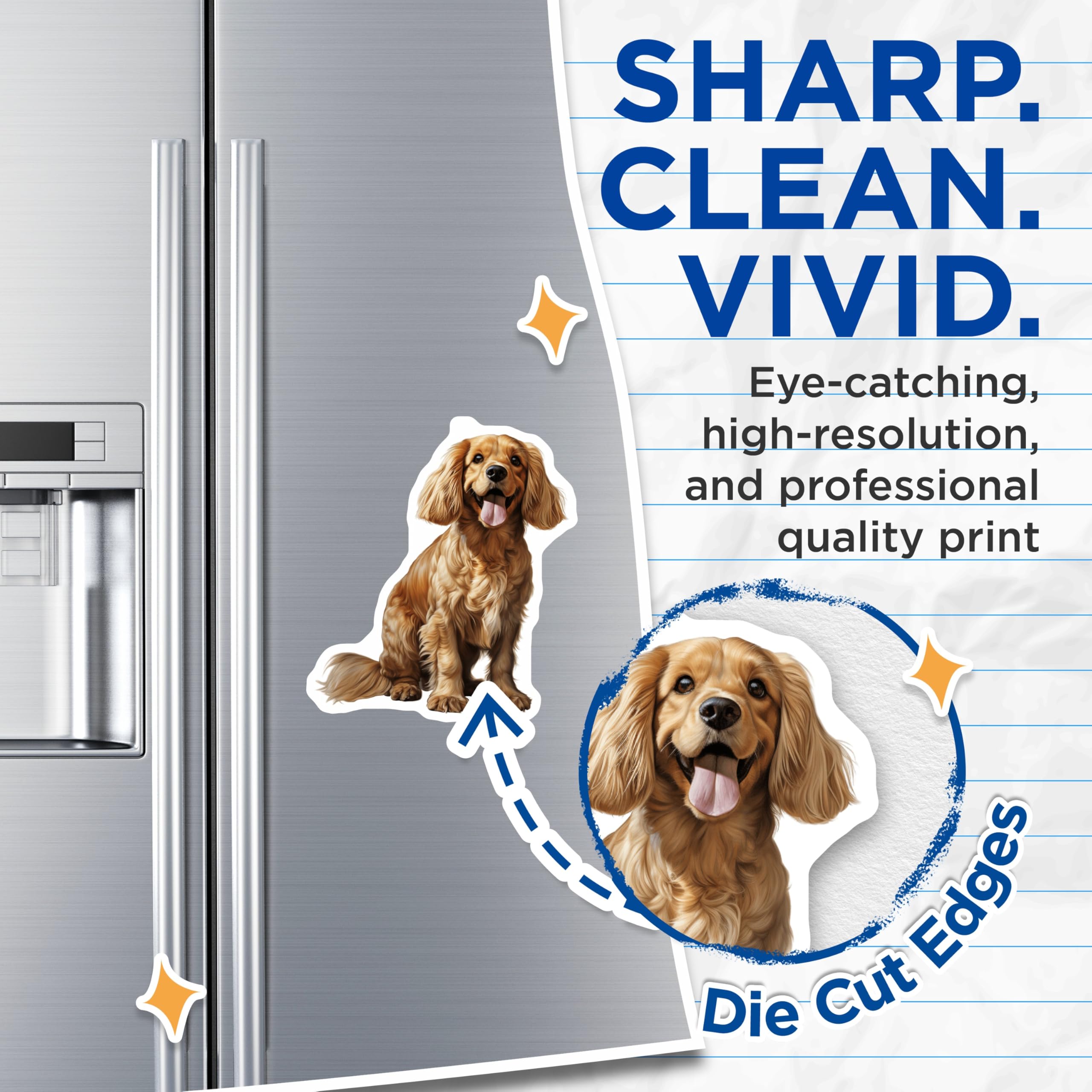 (2 Pack) Golden Cocker Spaniel Magnets - Happy Dog Art - Pet Owner Refrigerator Decor - 5 Inches On Longest Side - Thick Durable Magnet - Made in USA - MAG28561