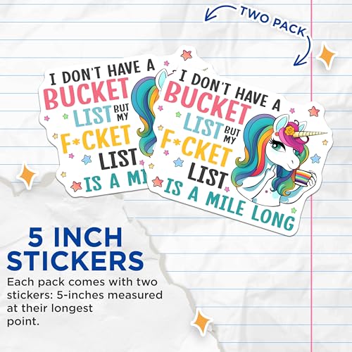 (2 Pack) Funny Unicorn Stickers - Motivational Quotes - Rainbow Unicorn Self Care - 5" On Longest Side - Sticks to Smooth Flat Surfaces - Made in USA - BMCS7801