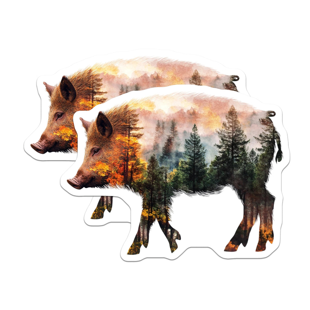 (2 Pack) Wild Boar Magnets - Forest Animal Decor - Nature Inspired Art - 5" On Longest Side - Premium Magnet - for Cars, Refrigerators, Toolboxes, Lockers - Made in USA - MAG16259