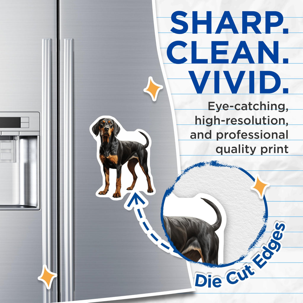 (2 Pack) Black and Tan Coonhound Magnets - Dog Owner Refrigerator Decor - Hound Dog Lover Home Accents - 5 Inches On Longest Side - Thick Durable Magnet - Made in USA - MAG28469