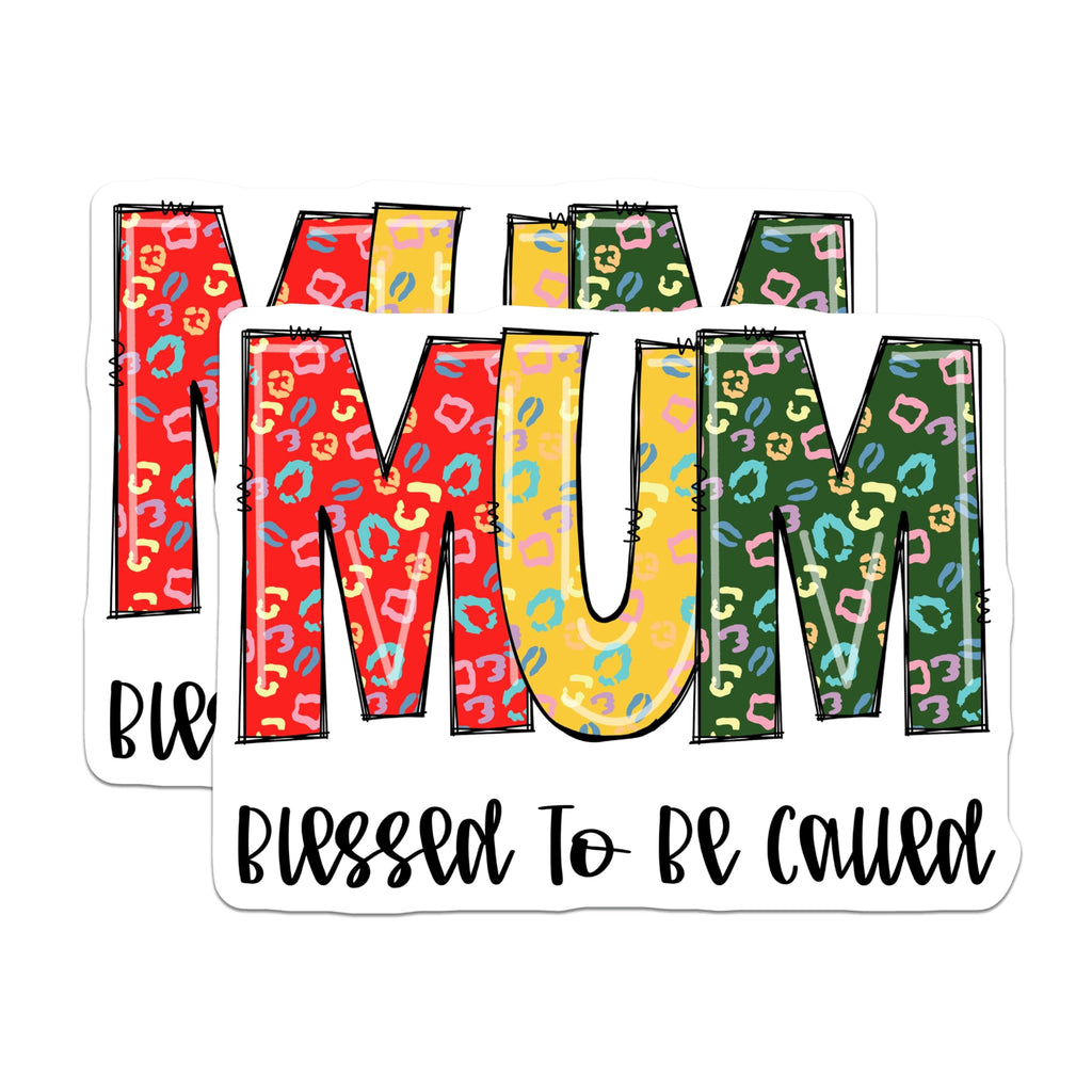 (2 Pack) Mum Magnets - Blessed to Be Called Mum - Leopard Print Mothers Day Magnet - 5" On Longest Side - Premium Magnet - for Cars, Refrigerators, Toolboxes, Lockers - Made in USA - MAG16203