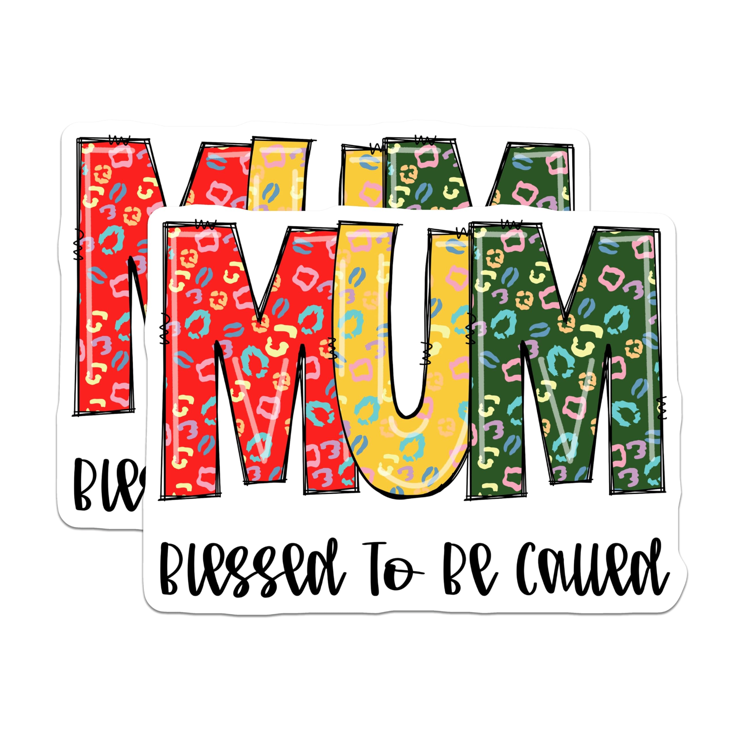 (2 Pack) Mum Magnets - Blessed to Be Called Mum - Leopard Print Mothers Day Magnet - 5" On Longest Side - Premium Magnet - for Cars, Refrigerators, Toolboxes, Lockers - Made in USA - MAG16203