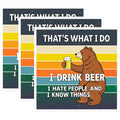 (3 Pack) Beer Drinking Bear Decals - Sarcastic Humor - I Hate People Saying Decals - 3 Inches On Longest Side - Easy Peel & Apply - Made in USA - 3MCS8729